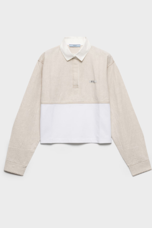 Prada Chambray and jersey polo shirt