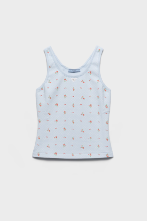 Prada Bouquet print ribbed knit tank top