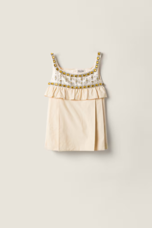 Miumiu Embroidered canvas mini-dress