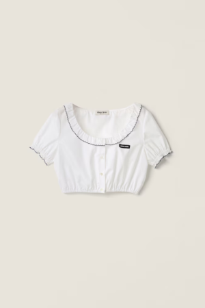 MiuMiu Embroidered poplin crop top